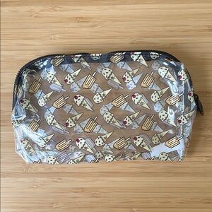 Ipsy Bag - Clear Transparent Ice Cream Print Cosmetic Pouch